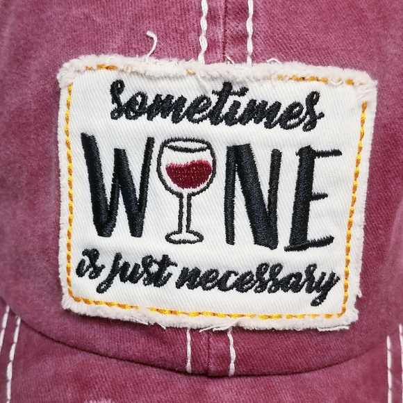 Hat Sometimes Wine is Just Necessary Logo Novelty - Picture 3 of 8